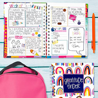 Gratitude Journal 52 Week Daily Positive Thinking for Thankfulness + Sticker Set | Gratitude Finder - color: Rain-Boho + Grateful Heart Stickers