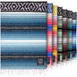 Hydration Nation Authentic Extra Large Mexican Blanket (70"x50") - Handwoven Yoga, Serape- Artisanal Falsa, Beach, Camping, Picnic, Outdoor - Sky Blue - color: Sky Blue