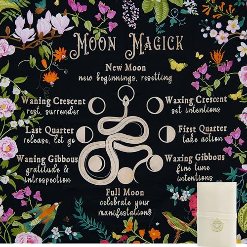 Knana Tarot Altar Cloth - Silk Mat for Reading with Tarot Card Bag (Moon Magic) - color: Moon Magic