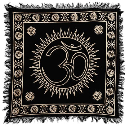 Indian Consigners Tarot Spread Altar Cloth AUM Tablecloth Pooja Poojan Wall Decor (Black Gold OM) - color: Black Gold Om
