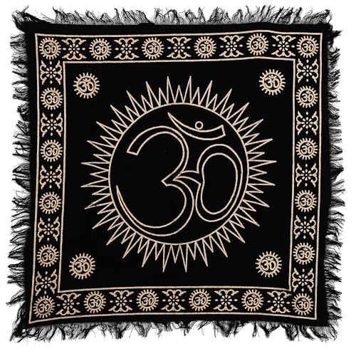 Indian Consigners Tarot Spread Altar Cloth AUM Tablecloth Pooja Poojan Wall Decor (Black Gold OM) - color: Black Gold Om