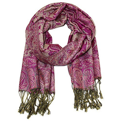Falari Women's Reversible Paisley Pashmina Shawl Wrap Scarf For Evening Dresses Festivals Any Occasions All Seasons 80"x27" - color: Style 1 - Violet
