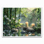 Generic Zen canvas wall art Stacked pebbles and green bamboo candle painting meditation spiritual poster Relaxing spa Room decorated with modern bathroom office decor 11x14in Unframed