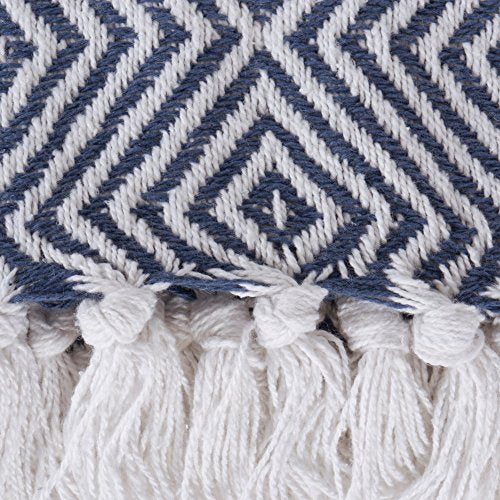DII Diamond Throw Collection Woven Cotton, 50x60, French Blue