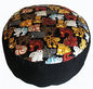 Meditation Cushion Zafu Pillow Buckwheat & Kapok Fill - Limited Edition Cats Reunion - color: Cats Reunion
