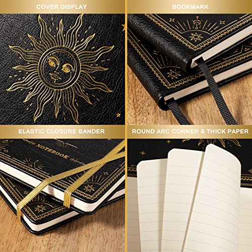 Artfan Ruled Notebook/Journal – Premium Thick Paper Classic Writing Notebook with Pocket + Page Dividers Gifts, Banded, Large, 128 Pages, Hard Cover, Lined (5.3" x 8.26") - Black - color: BLACK1