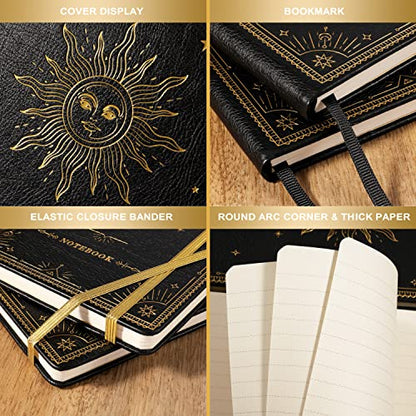 Artfan Ruled Notebook/Journal – Premium Thick Paper Classic Writing Notebook with Pocket + Page Dividers Gifts, Banded, Large, 128 Pages, Hard Cover, Lined (5.3" x 8.26") - Black - color: BLACK1