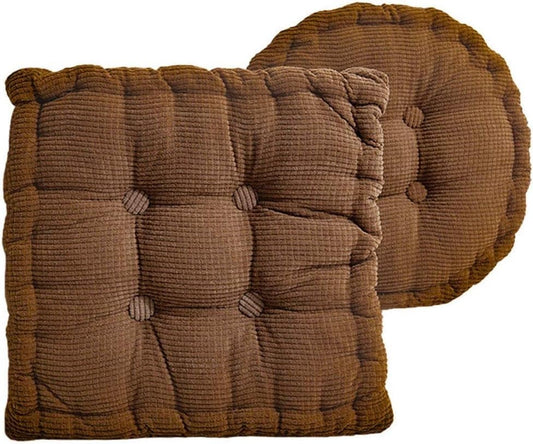 Two Styles of Meditation Floor Cushions, Large Square and Round, Suitable for Adult use, Corduroy Cushions, Used in Living Room, Balcony, Dining Chair(Brown,16" x 16") - color: Brown, size: 16" x 16"