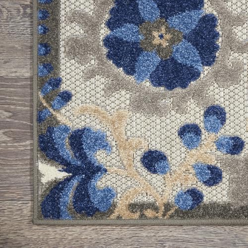 Nourison Home Aloha Natural Blue 9'6" x 13' Area Rug - Easy Clean, Non Shedding, Bed Room, Living Room, Dining Room, Kitchen (10' x 13') - color: Natural Blue, size: 9'6" x 13' (Rectangular)