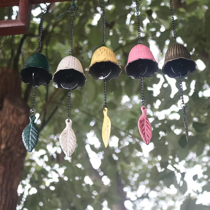 1PCS Creative Cast Iron Wind Chime Hanging Decoration, Metal Retro Hanging Leaf Bell for Outdoor Garden Bell Patio Balcony
