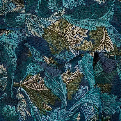 YOUR SMILE Large Boho Scarf for Women Lightweight Floral Printed Scarves Fall Winter Fashion Fringed Shawl wraps - color: 01 Teal Leaves
