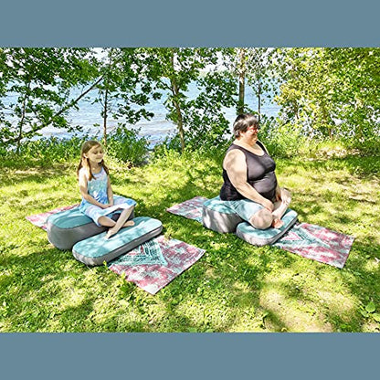 Modern Comfort Inflatable Meditation And Yoga Cushion Set by ZenGo™ - Seat (Zafu) + Mat (Zabuton)⎟ Yoga Bolsters - Two Sizes⎟ Includes Multi-Use Inflator ⎟ Indoor and Outdoor Use ⎟High Seat [5.5”-9”] - size: High Seat [9”]