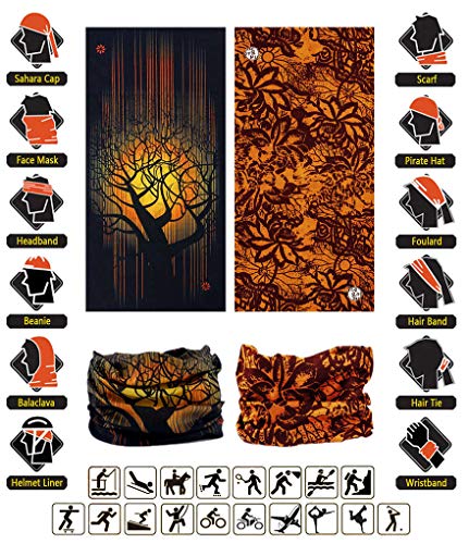 Headband Neck Gaiter Head Wrap Headwear Face Mask Magic Scarf Bandana for Men and Women - color: 6pc.jungle Series