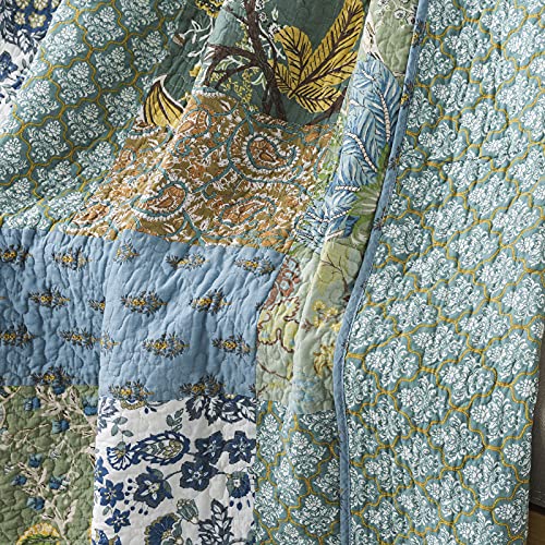 NEWLAKE Cotton Quilted Throw Blanket for Bed Couch Sofa, Reversible Matelasse Blanket with Real Stitched Embroidery,Green Farmhouse Garden,60X78 Inch - color: Green