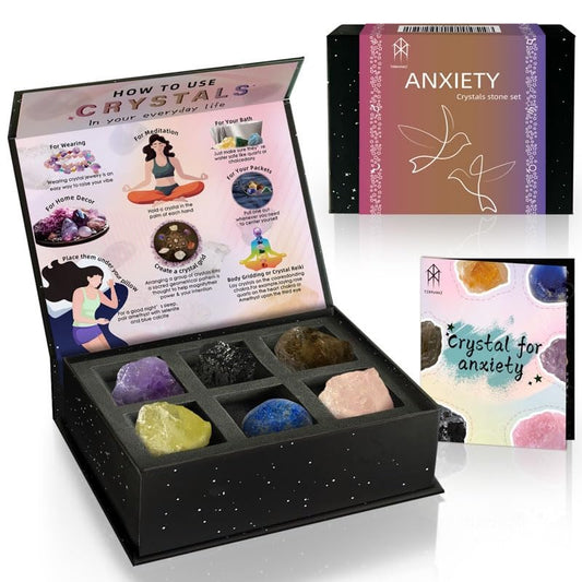 Natural Crystal Box Set Yoga Meditation Crystal Set Mood Balance Crystal Stone (Anxious Crystal Box Set) - color: Anxious Crystal Box Set