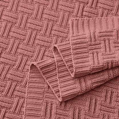 Aormenzy 50x60 Throw Blanket, Soft Cozy Acrylic Throw Blanket, Cable Knit Throw Blanket for Couch Sofa Bed, Champagne Pink - color: Champagne Pink