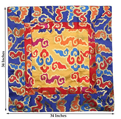 Tibetan Cloud Silk Brocade Table Runner/Shrine Cover/Altar Cloth/Table Cover (34 X 34 Inches)