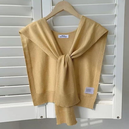 Women's Knitted Sweater Shawl Wrap - Lightweight Scarf/Cape for Downtown Girl, Casual Pashmina Shawls Fashion Accessories - color: Khaki