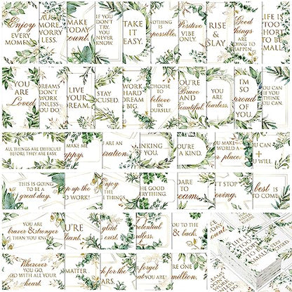 Jinei 300 Inspirational Affirmation Cards Bulk Daily Positive Motivational Gifts Cards Small Mini Encouragement Quotes for Women Coworker Team(Eucalyptus) - style: Eucalyptus