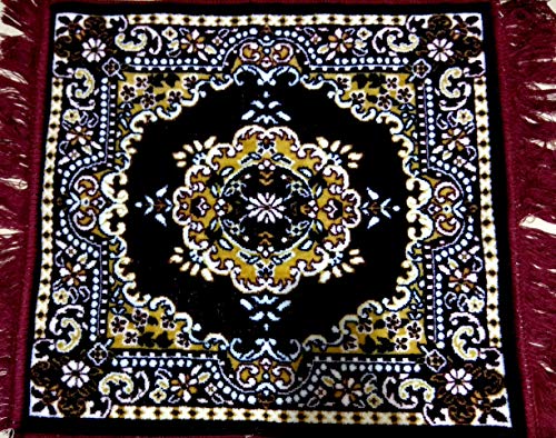 Garden Of Arts® Velvet Pooja Aasan Mat 20x20 Inch – Soft Maroon Velvet Mat with Traditional Printed Design – Perfect for Temple, Meditation, Prayer, Festival & Home Decoration