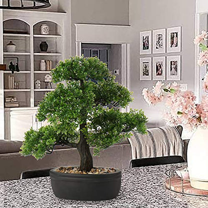 Artificial Bonsai Tree Juniper Faux Plants Indoor Small Fake Plants Decor with Ceramic Pots for Home Table Office Desk Bathroom Shelf Bedroom Living Room Farmhouse Decorations - style: 14" Ficus