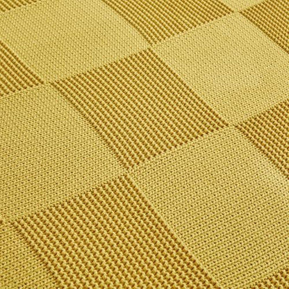 Longhui bedding 100% Cotton Chunky Cable Knit Throw Blanket for Sofa Couch Bed Baby Nursery, Farmhouse Chessboard Grid Woven Blanket with Bonus Laundering Bag, 51 x 63 Inches, Mustard Yellow - color: Mustard Yellow, size: 51” x 63”