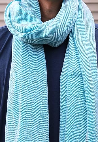 Handwoven Shawl Wraps Large Stole 8 ply Exclusive Premium Quality Wool Handmade in Nepal Pashmina Scarfs for Women And Men - color: Turquoise