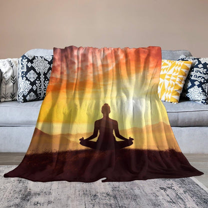 Yoga Meditation Soft Throw Blanket for Couch Lightweight Flannel Blanket for Sofa Couch Throw Bed Warm Cozy Decorative Blankets Fall Winter Decor 50"x60" - size: 50"x60"