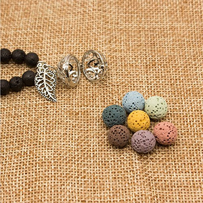 Bivei Lava Rock Stone Diffuser 108 Buddhist Mala Prayer Beads Locket Pendant Charm Wrap Buddha Bracelet Necklace