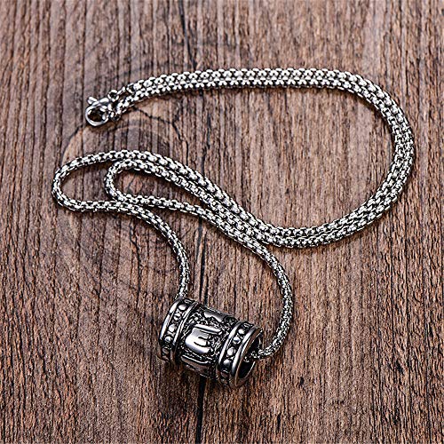PAURO Men's Stainless Steel Meditation Yoga Necklace Tibetan Buddhist Pendant with 24 Inches Chain