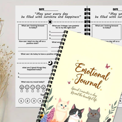 100 Pages The Emotions Journal, A5 Guided Mental Health & Self Care Diary with Daily Mood Tracker for Women & Wellness Prompts (Cat D) - color: Colorful-B