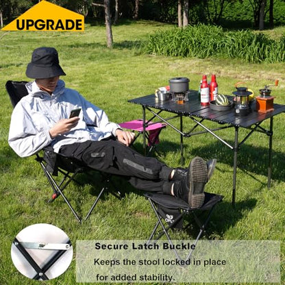 Opliy Camping Stool Upgrade Foot Stool for Camping Fishing Hiking Gardening and Beach, Camping Seat with Carry Bag (Black) - color: Black