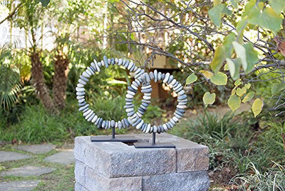Natural River Stacked Stone Ring on Stand Zen Garden Decoration Statue (Large)