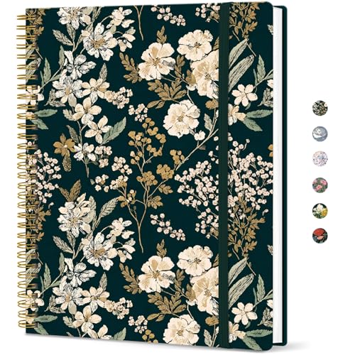 Large Spiral Lined Journal for Women, 8.5" x 11" Notebooks for Work Collge Ruled, A4 Aesthetic Cute Journaling Notebooks for Writing, Plastic Cover, Evergreen Elegance - color: Z-Evergreen Elegance