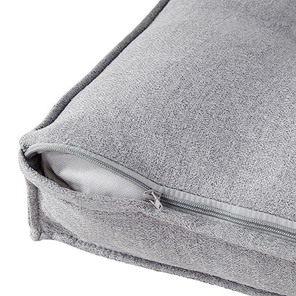 Square Tufted Floor Pillow with Removable Cover, Cement, Small (24") - color: Cement, size: Small (24")
