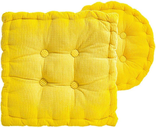 Two Styles of Meditation Floor Cushions, Large Square and Round, Suitable for Adult use, Corduroy Cushions, Used in Living Room, Balcony, Dining Chair(Yellow,Diameter 16") - color: Yellow, size: Diameter 16"