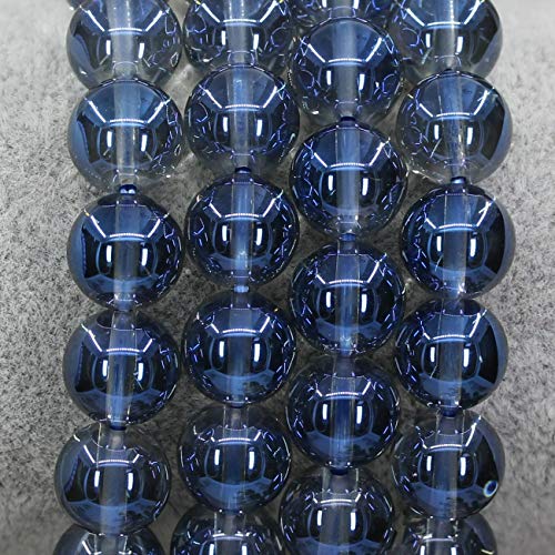 Amandastone Natural Gemstone 10mm Round Beads Stretch Bracelet 7 Inch - color: Aqua Blue Clear Quartz