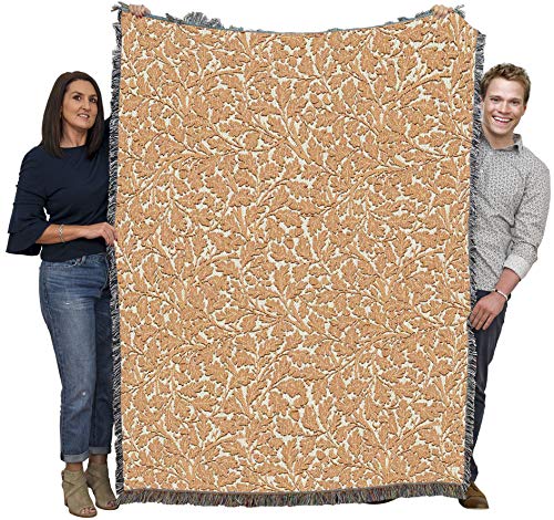 Pure Country Weavers William Morris Oak Tree Peachy Blanket - Arts & Crafts - Gift Tapestry Throw Woven from Cotton - Made in the USA (72x54) - color: Peachy, size: Large