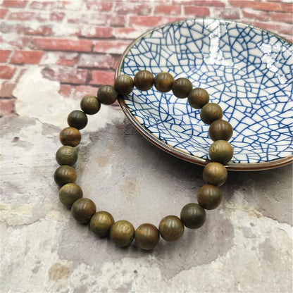 COLORFUL BLING Handmade Wooden Prayer Beaded Bracelet for Men Women Tibetan Buddhist Meditation Mala Beaded Stretch Bracelet Bangle Wood Jewelry - color: green