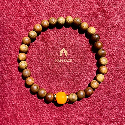 HAPPEACE Elastic Bracelets for Small Wrists - 6mm Verawood Beads and Ancient Glass Beads