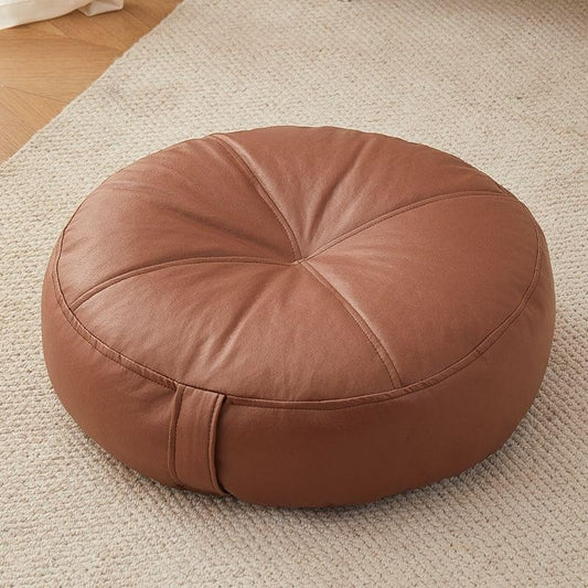 Zafu Meditation Cushion Round Floor Pillow 16 Inch Yoga Bolster for Sitting on Floor Linen Cushions Adults Tatami Pouf Living Room Bedroom Balcony Portable Seat Cushion(Coffee(Tech Fabric)) - color: Coffee(tech Fabric)