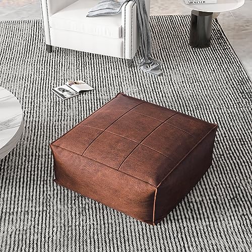 Johnear Meditation Floor Pillow, Square Floor Cushion, Retro Leather Floor Cushion, Extra Thick Square Meditation Pillow for Floor Bedroom Balcony Meditation Yoga