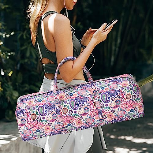 | Yoga Mat Bag | Large Yoga Mat Carrier with Wet Pocket | Yoga Gifts | Gym Tote Bag for Women - color: Pink