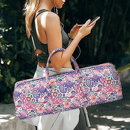 | Yoga Mat Bag | Large Yoga Mat Carrier with Wet Pocket | Yoga Gifts | Gym Tote Bag for Women - color: Pink