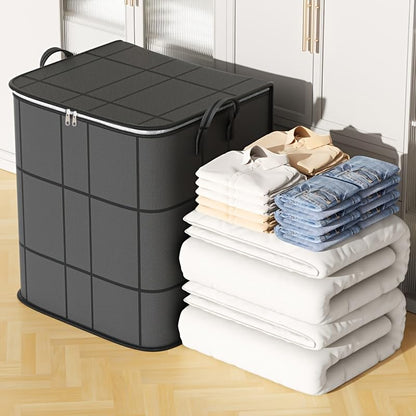 Foldable Wardrobe Storage Bag, Large Capacity Storage Box, Household Double Zipper with Handle Clothing and Quilt Organizer Bag, Suitable for Moving, Travel, Storage Basket
