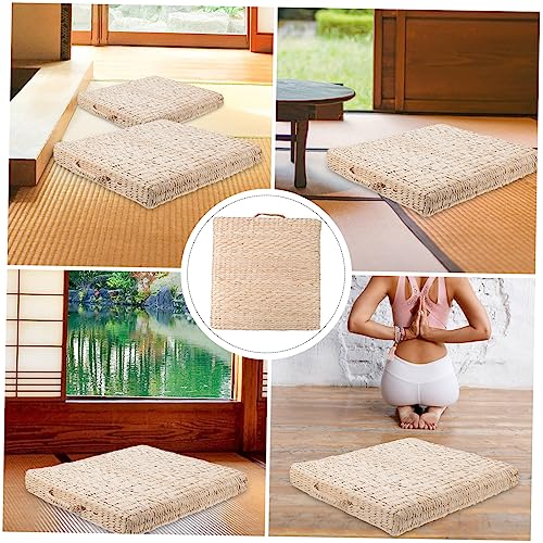 Thick Handmade Woven Meditation Cushion for Yoga and Indoor Use Square Straw Mat Diameter Thickness Elegant Floor Pad for Comfort and Relaxation