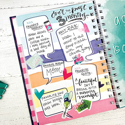 Gratitude Journal 52 Week Daily Positive Thinking for Thankfulness + Sticker Set | Gratitude Finder - color: Whimsy Doodle + Grateful Heart Stickers
