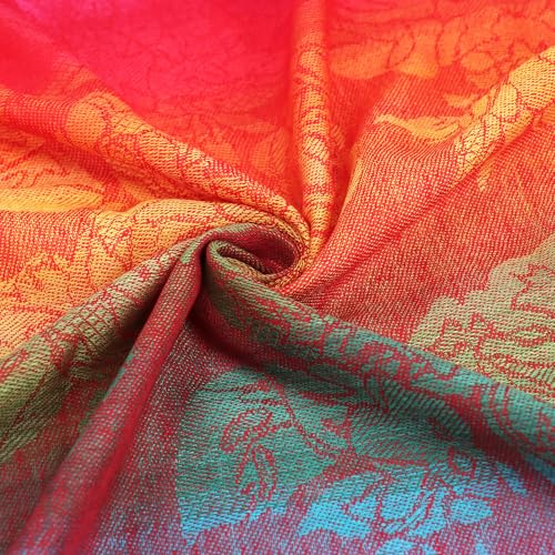 Rave Pashmina Scarf, Fashion Colorful Shawls and Wraps Soft Festival Scarves - color: C-jujube Red (Flower Pattern)