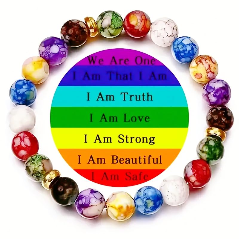 7 Chakra Reiki Bracelets for Women Rainbow Resin Beads Bracelet Natural Stone Yoga Beaded Chakras Bracelet Jewelry Gifts - color: AL-0243, size: Medium