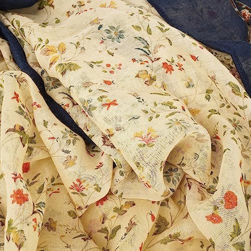 YOUR SMILE Large Boho Scarf for Women Lightweight Floral Printed Scarves Fall Winter Fashion Fringed Shawl wraps - color: 16 Beige Shivering